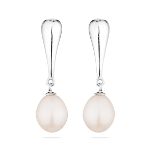 Silver Earrings with natural white pearls IE0151W Swan