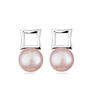 Silver earrings with freshwater pink pearls CA5108R Swan