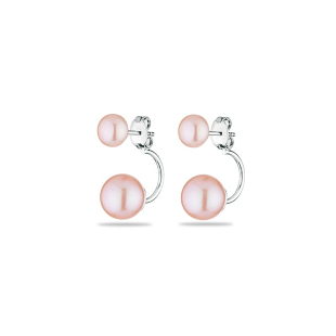 Silver Earrings with natural pink pearls CA5048E-PINK Swan