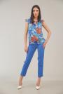 Elegant sleeveless blouse with tropical motif 82129-418