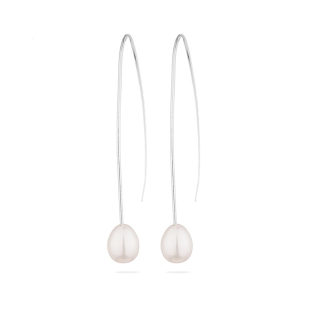 Silver Earrings with natural white pearls IE0301W Swan