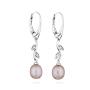 Silver earrings with freshwater pink pearls and zirconia CAA002P Swan