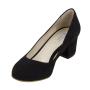 Women's black suede leather shoes with low heels 32839