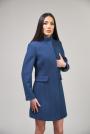 Elegant women's coat in blue with an interesting collar 12108-408