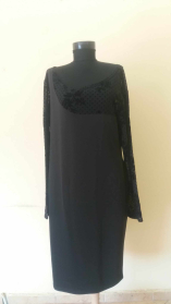 Women's black dress with lace front and sleeves Rumena