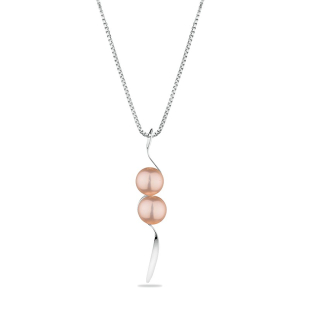 Silver necklace with natural pink pearl GP013R Swan