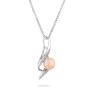 Silver necklace with natural pink pearl and zirons SP0022P Swan