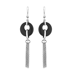 Silver Earrings with onix GL1733E Swan