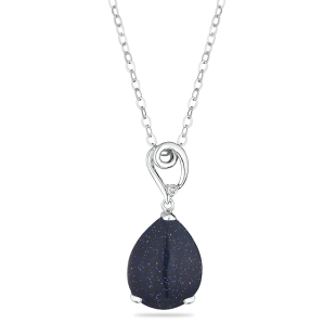 Silver necklace with blue sand stone GL779BN Swan