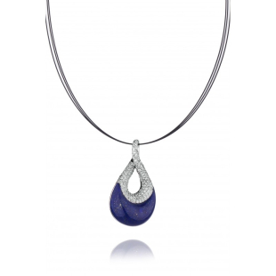 Silver necklace with drop shape Lapis pendant with zircons LAPISN LAPISN Swan