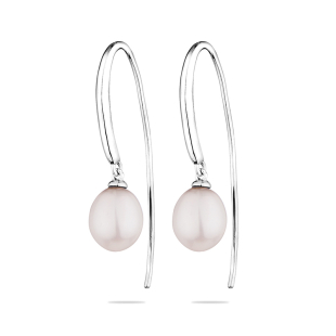 Silver earrings with freshwater white pearl CAA091EW Swan