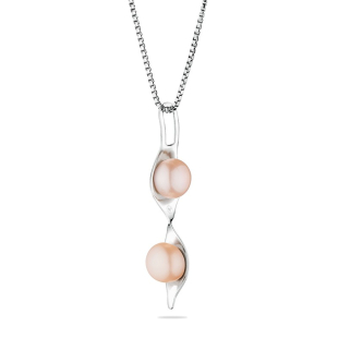 Silver necklace with natural pink pearl GP036R Swan