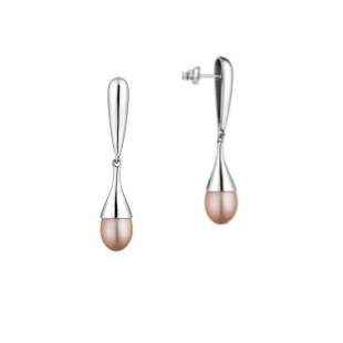 Silver Earrings with natural pink pearls IE0369L Swan