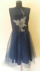 Women's dress with tulle skirt with panel flower RUMENA