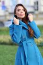 Women's light blue coat with hood and belt 12303-405