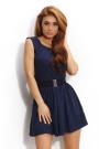 Dress in dark blue with lace and belt