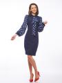 Women's dark blue dress with white dots 72010-402-432