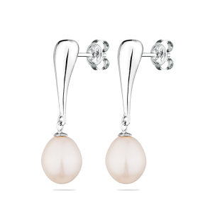 Silver Earrings with natural white pearls IE0151W Swan