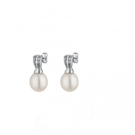 Silver Earrings with natural white pearlsSE0362W Swan