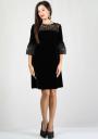 Blacke velvet wide cut dress with lace frilled sleeves BF RUMENA