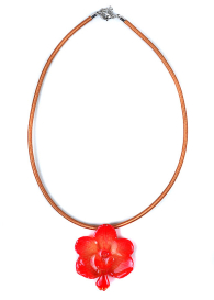 Necklace with natural orchid and silk chain mоdel 10 Dannyra Jewels