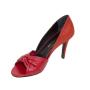 Women's elegant shoes made of genuine leather in red with decorative weave 21240