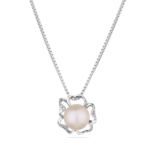 Silver necklace with natural white pearl SP0472 Swan