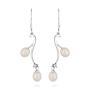 Silver earrings with freshwater white pearls CAA004 Swan