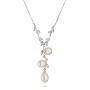 Silver necklace with freshwater white pearls and zirconium petals CAA001W Swan