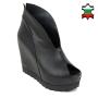 Pantofi dama casual din piele naturala negru cu platfroma 