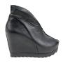 Women's black leather shoes with platforms