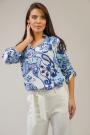 Women's casual shirt white base on blue flowers 82310-114