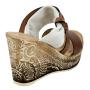 Women's brown leather flip-flops with white suede strap 16004taba