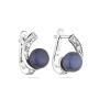 Silver earrings with freshwater black pearls and zirconia CAA020EB Swan