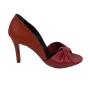 Women's elegant shoes made of genuine leather in red with decorative weave 21240