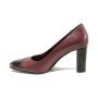 Elegant women's high-heeled shoes made of natural smooth leather and burgundy lacquer 21191