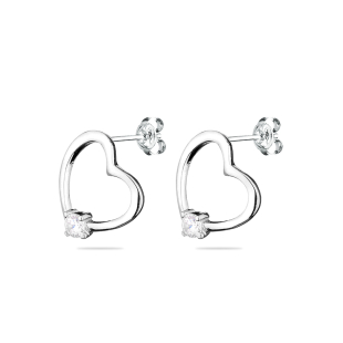 Silver Earrings with zircons END607E Swan