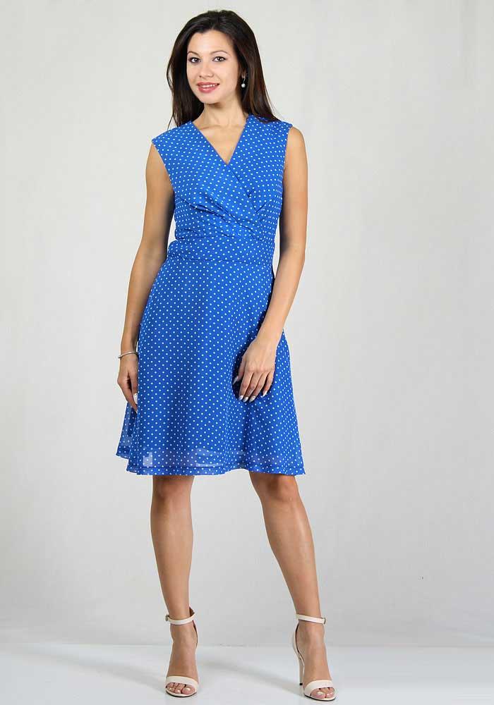 blue dress white dots