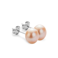 Silver earrings with freshwater pink pearls 9-10 mm E9095P Swan