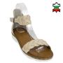 Women's beige leather sandals 33663