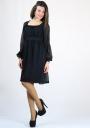 Elastic Neckline Black Chiffon Tunic Dress BF RUMENA