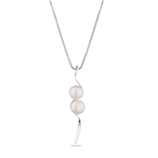 Silver necklace with natural white pearl GP013W Swan