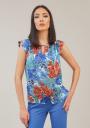 Elegant sleeveless blouse with tropical motif 82129-418