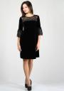 Blacke velvet wide cut dress with lace frilled sleeves BF RUMENA