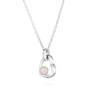 Silver heart pendant necklace with natural white pearl LA123NW Swan