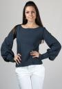 Dark Grey Blouse with Buffon Sleeves Basic Line 