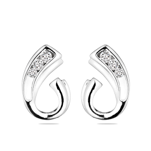 Silver Earrings with zircons END041E Swan