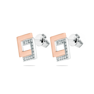 Silver earrings with zircon stones embedded JT7403E-1 Swan