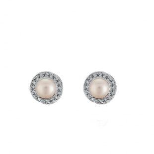 Silver Earrings with natural white pearls IE0413W Swan