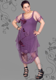 Maxi dress purple color with flowers and lining ILINA Fashion